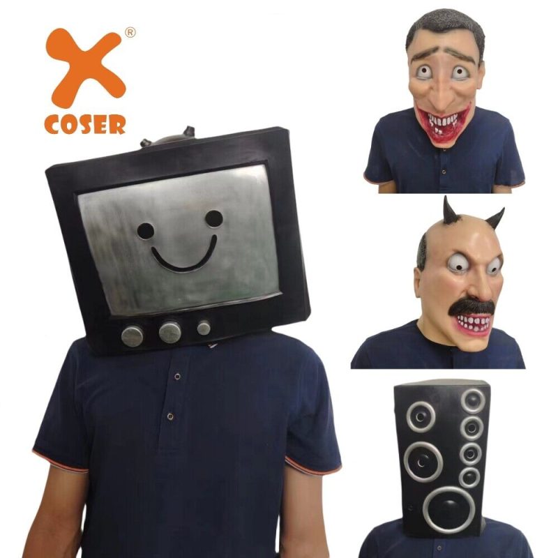【Special deal】Xcoser 2023 Skibidi Toilet TV Man Speakerman Toiletman Cosplay Mask Helmet Latex for Halloween